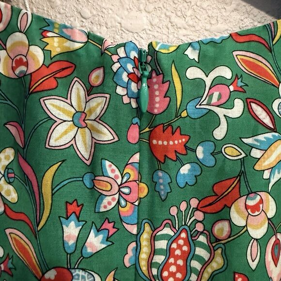 Boden Green Pink Floral Embroidered Midi Dress Sleeveless Fit & Flare Size 10 - Picture 10 of 15